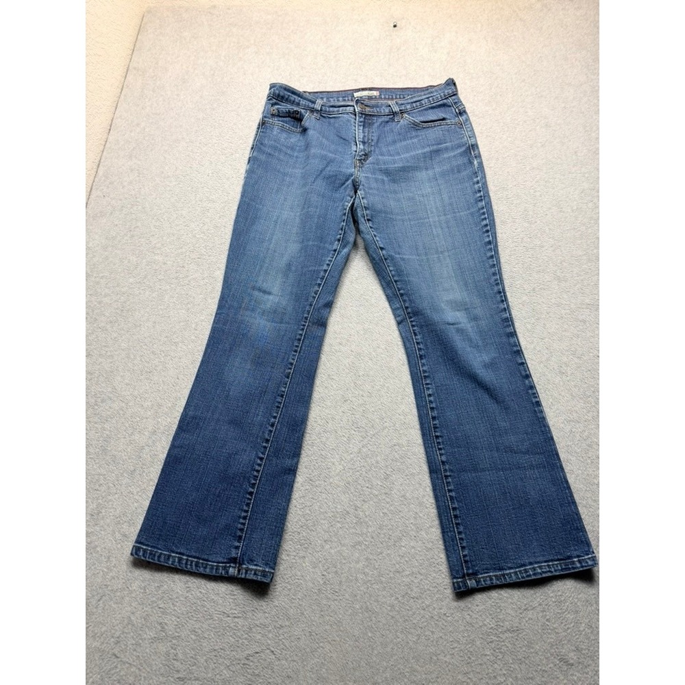 Levis 505 Bootcut Jeans Womens 14 Medium Wash Stretch Denim Mid Rise Blue Pants